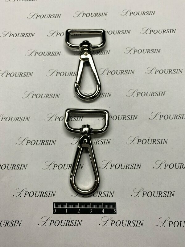 Mousqueton Z606-230/30mm Zamak Poli Nickel - lot de 2 pièces