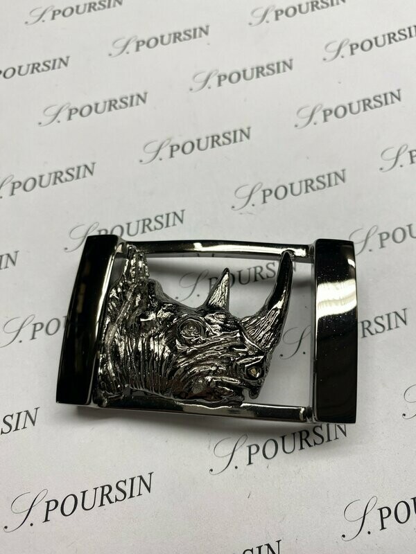 Boucle double 245/35 "Rhinocéros" à Pont & Tenon Laiton Poli Main Nickel Noir Verni - 1 pièce