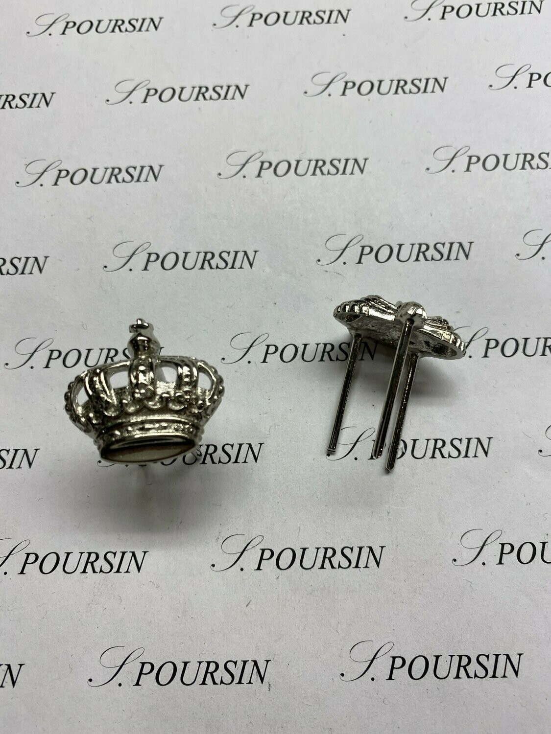 Ornement Couronne D28 Bombée GT Laiton Poli Nickel - 1 pièce