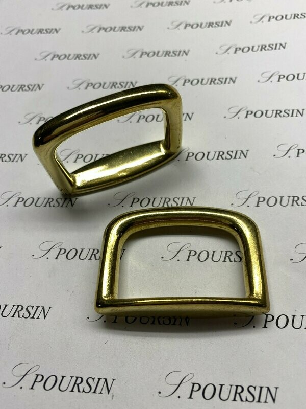 Passant plat 41x28 Jonc Anglais Laiton Poli Bille - lot de 2 pièces