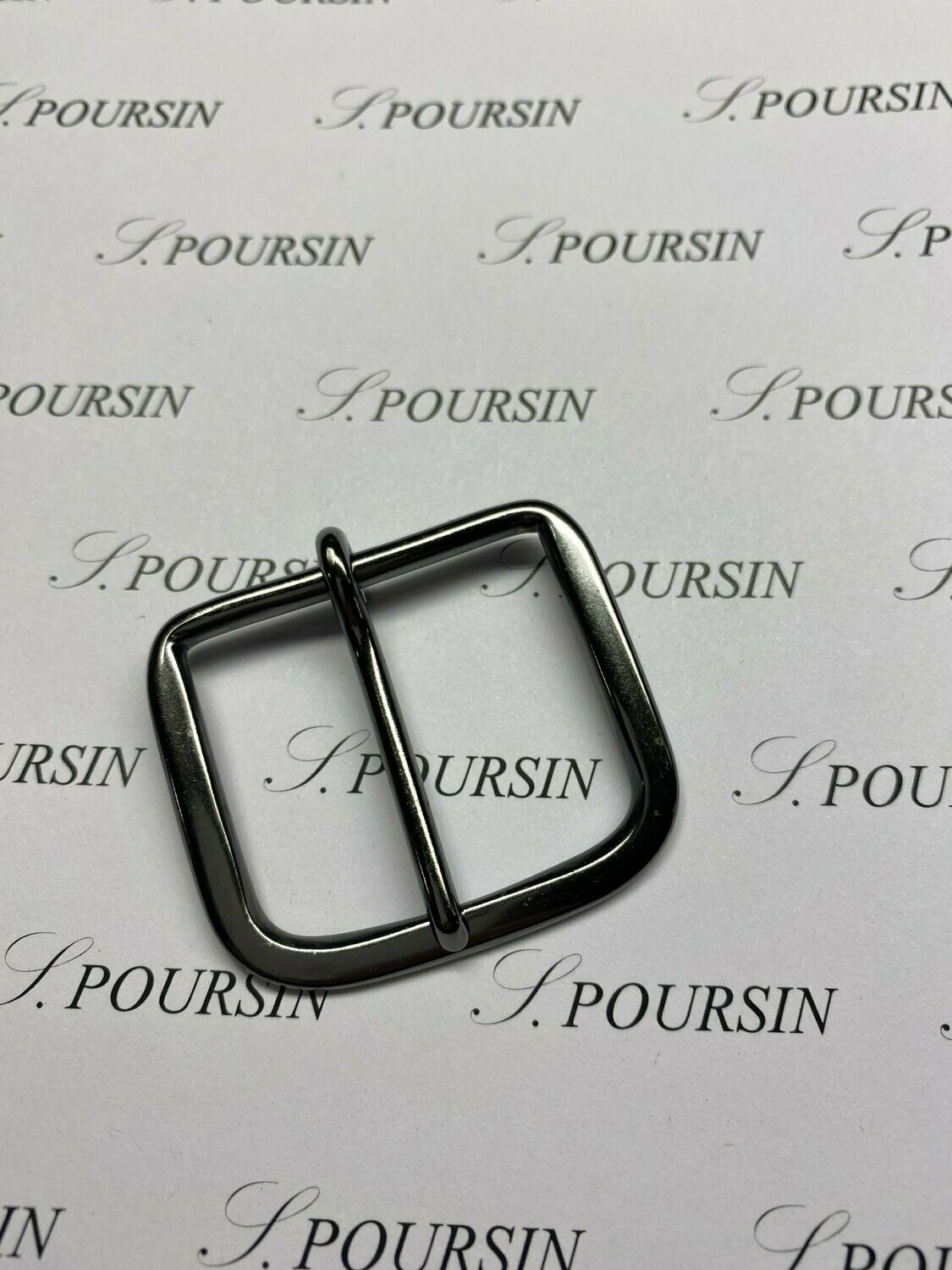 Boucle Plate 48/40 Laiton Poli Bille Nickel Noir Verni - lot de 2 pièces