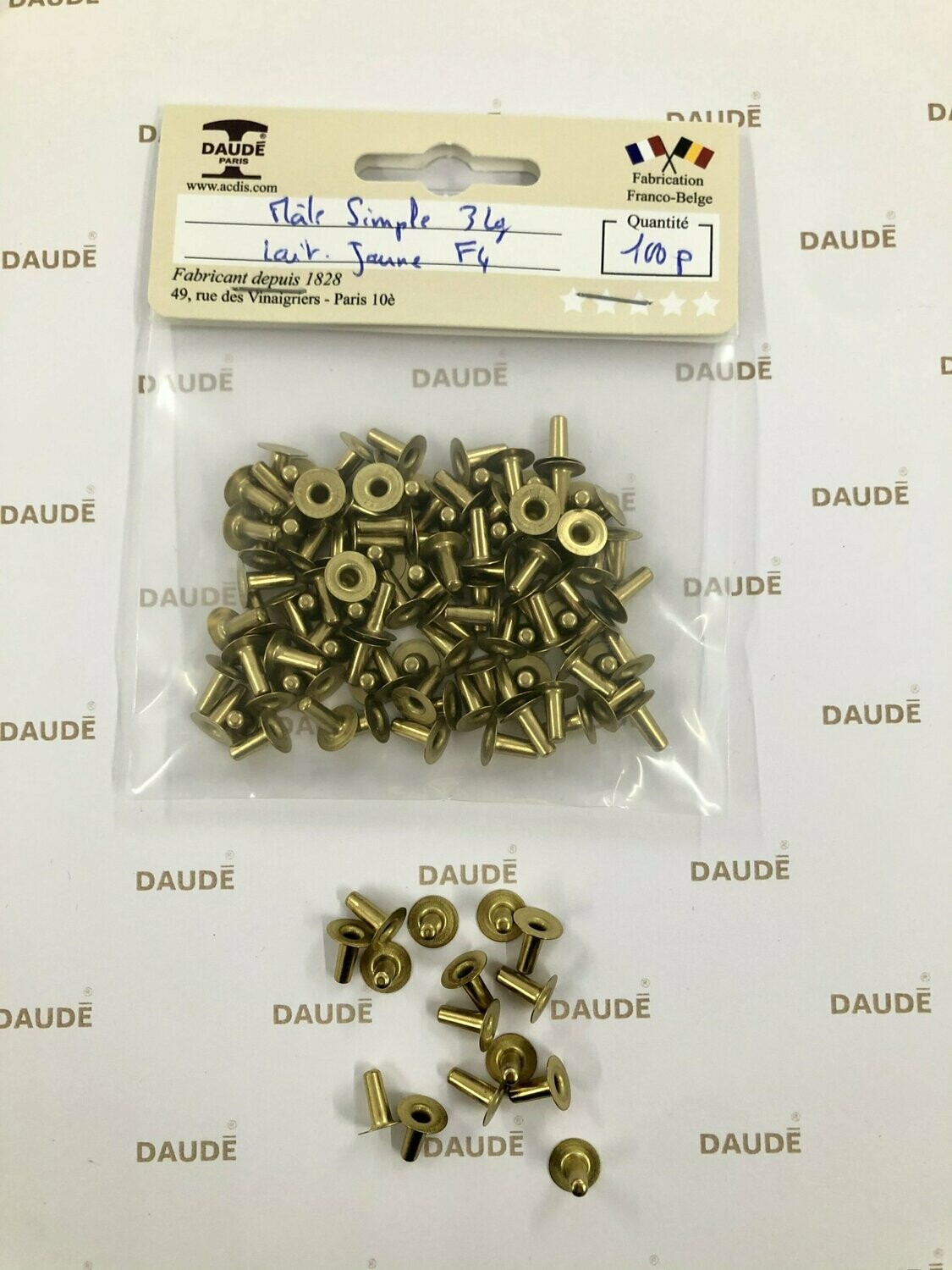 Male simple 3 Long Laiton - lot de 100 pièces