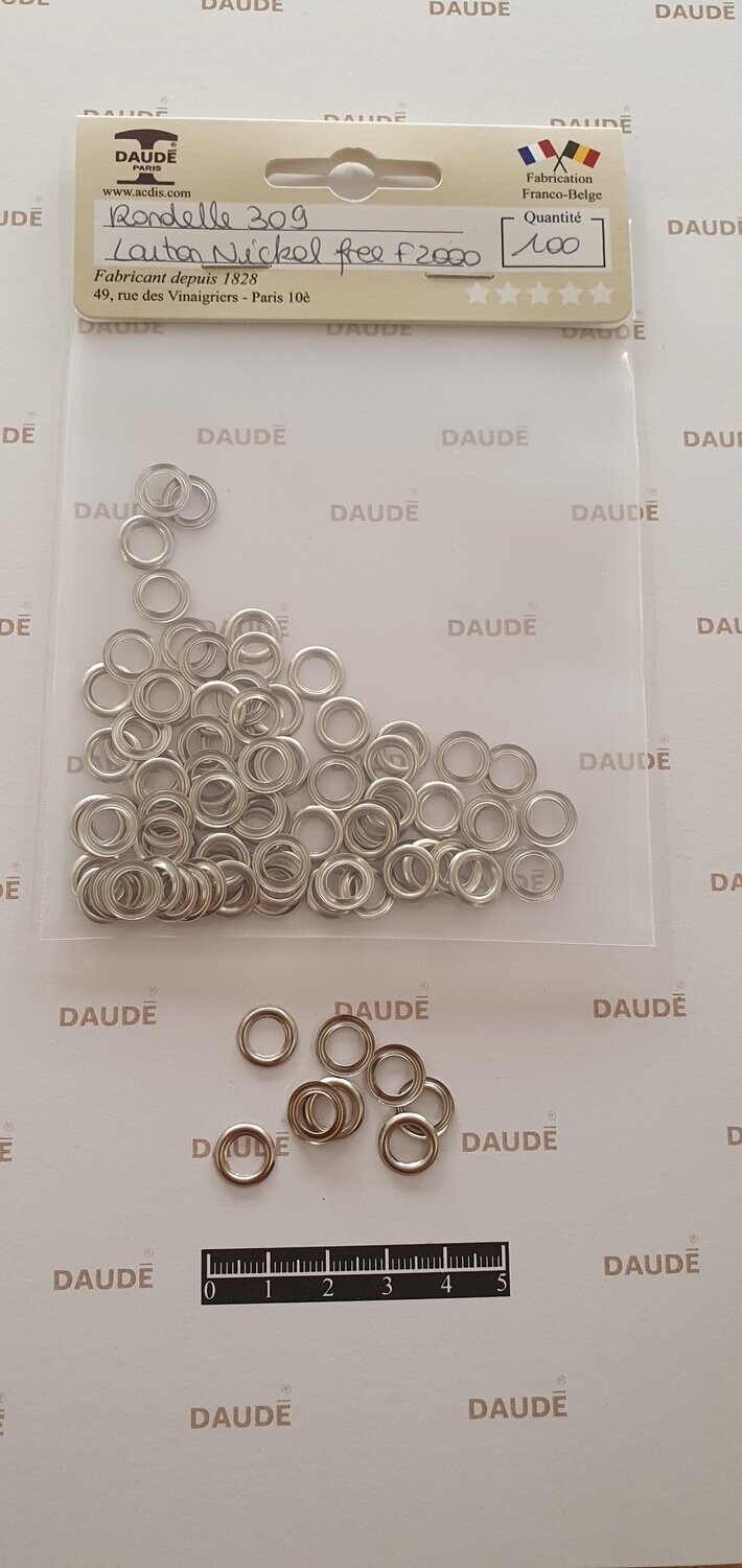 Rondelle 309 Laiton - lot de 100 pièces, Finition: Nickel Free