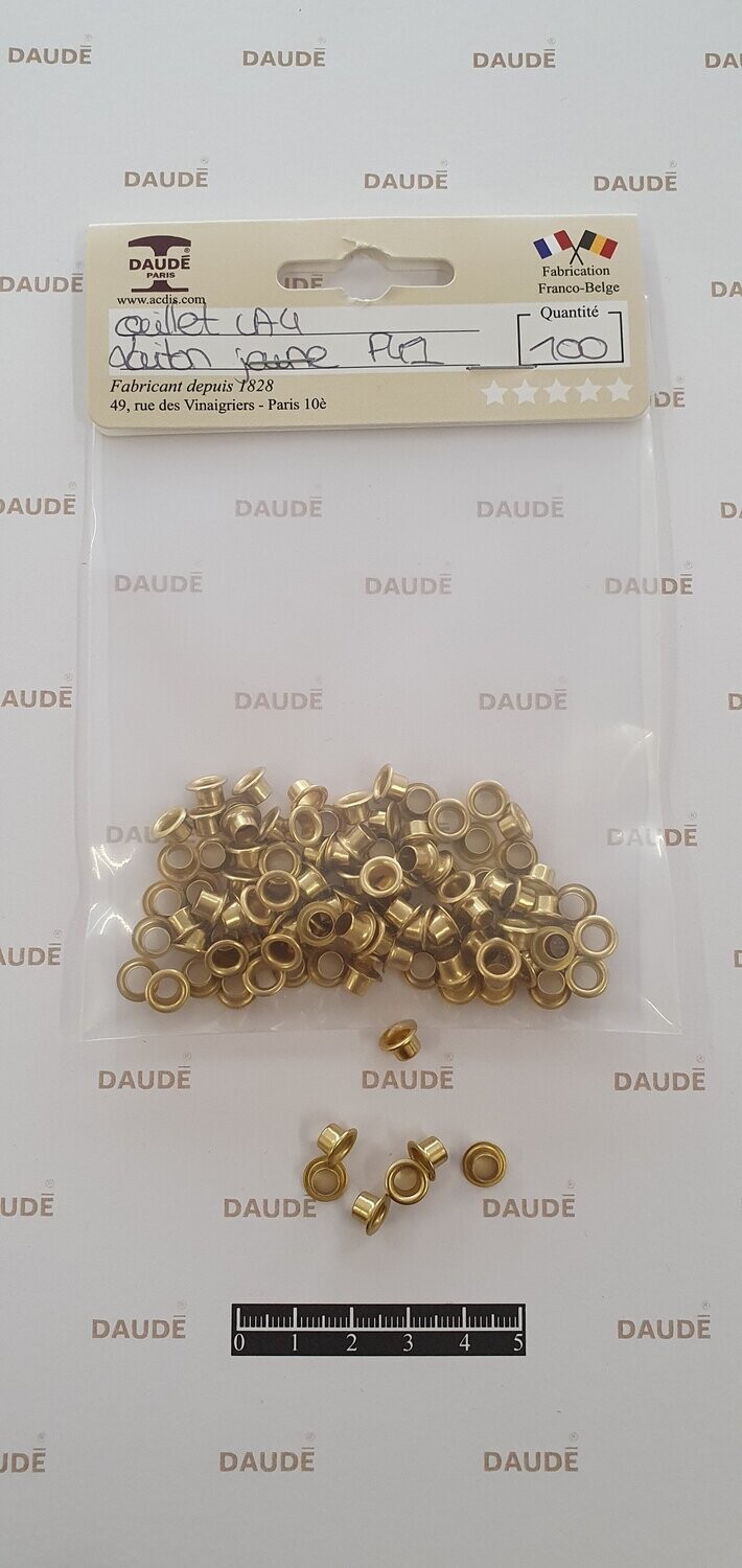 Oeillet LA4 Laiton - lot de 100 pièces, Finition: Jaune