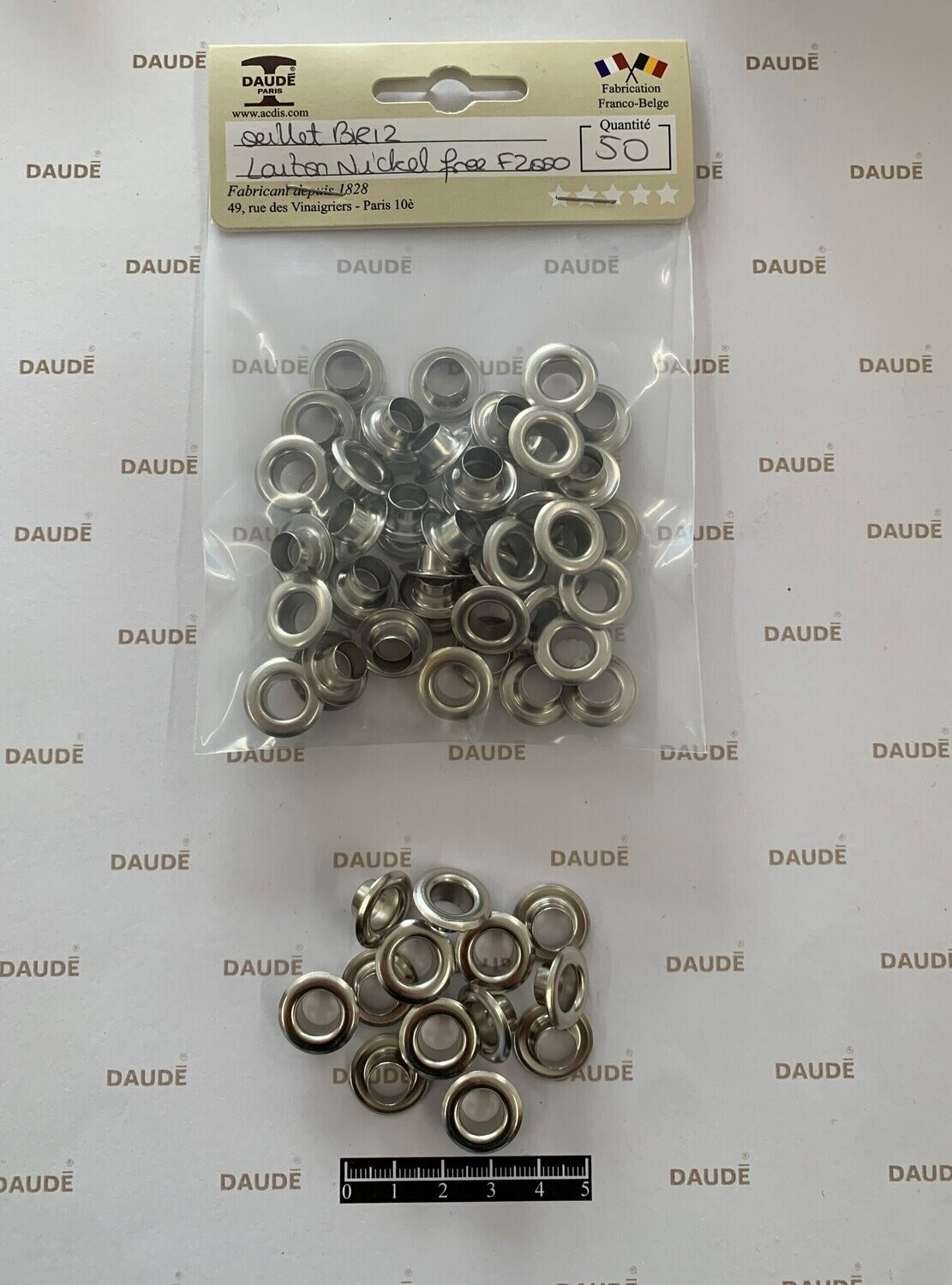 Oeillet BR 12 Laiton - lot de 50 pièces, Finition: Nickel Free