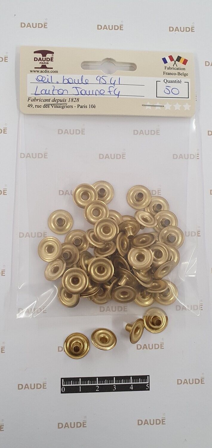 Œillet de boule 9541 Laiton - lot de 50 pièces, Finition: Jaune