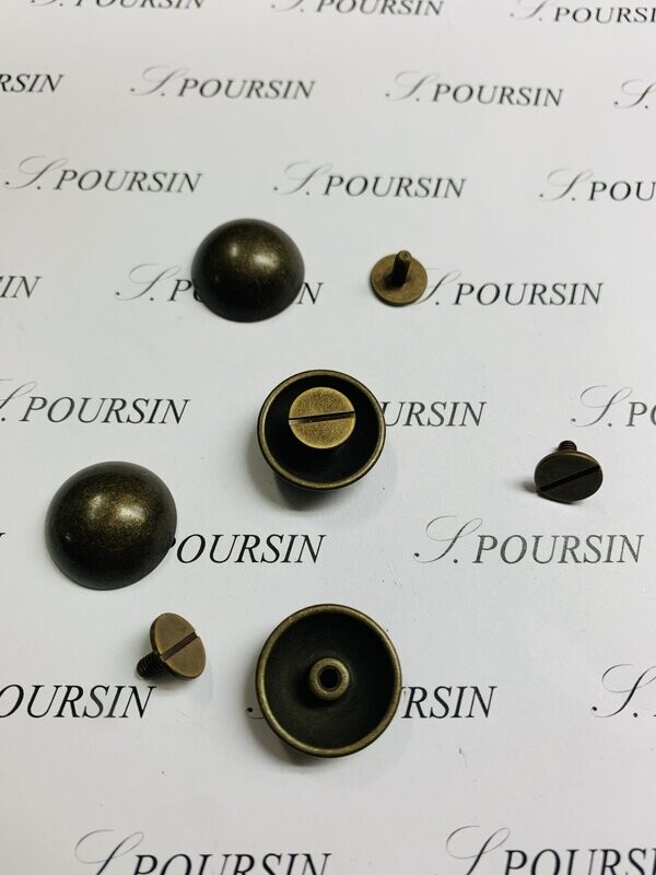 Calotte 20mm à Vis fendue 10x8 Laiton Bronzé  Antic Verni  - lot de 4 pièces