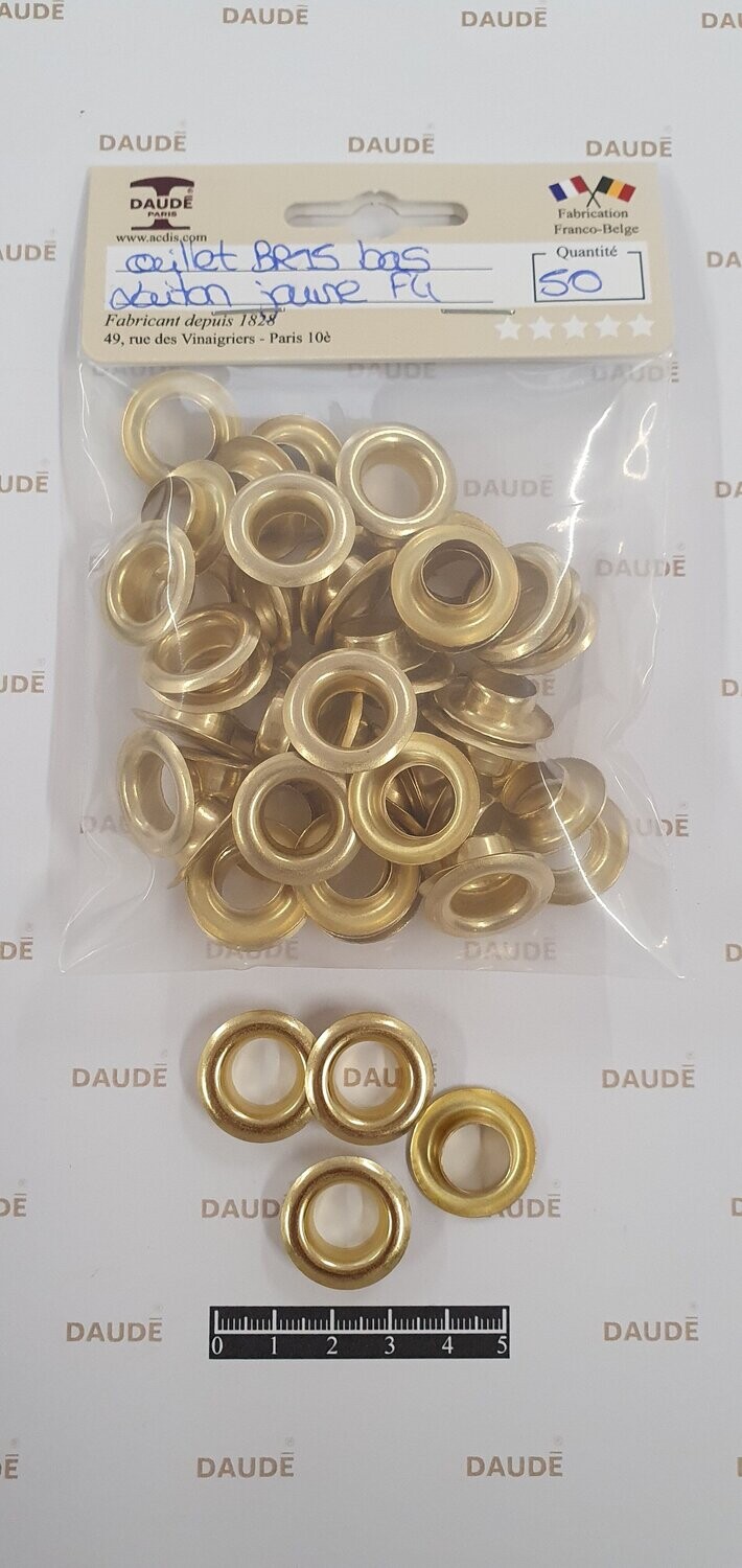Oeillet BR 15 Bas Laiton - lot de 50 pièces, Finition: Jaune