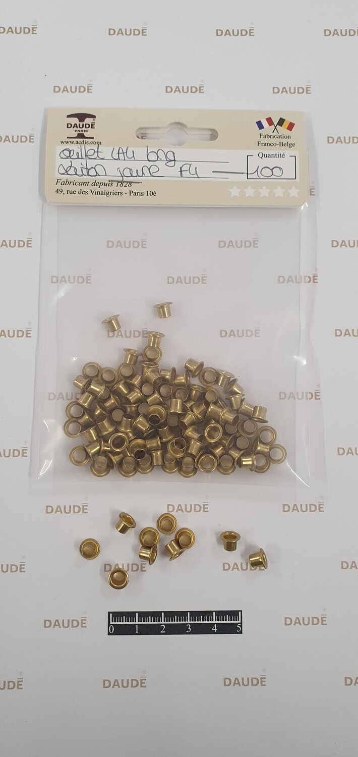 Oeillet LA4 Long Laiton - lot de 100 pièces, Finition: Jaune