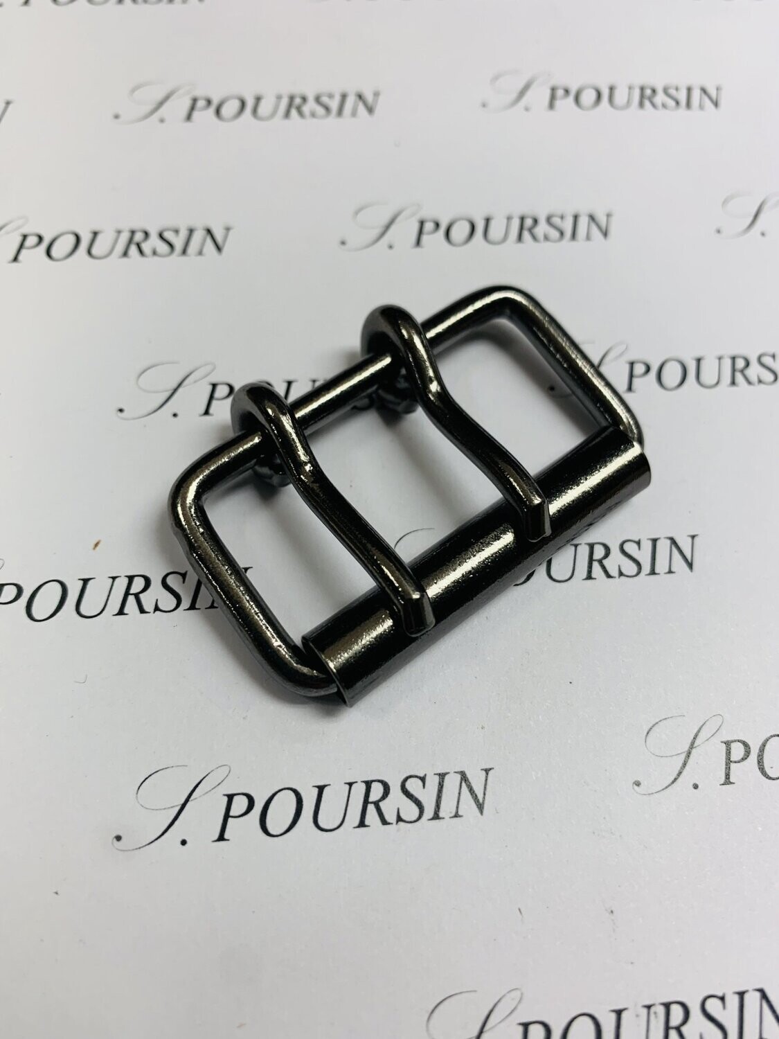 Boucle à Rouleau 40x20x3,9 Non Soudée 2 Ardillons Laiton Nickel Noir Verni - lot de 4 pièces