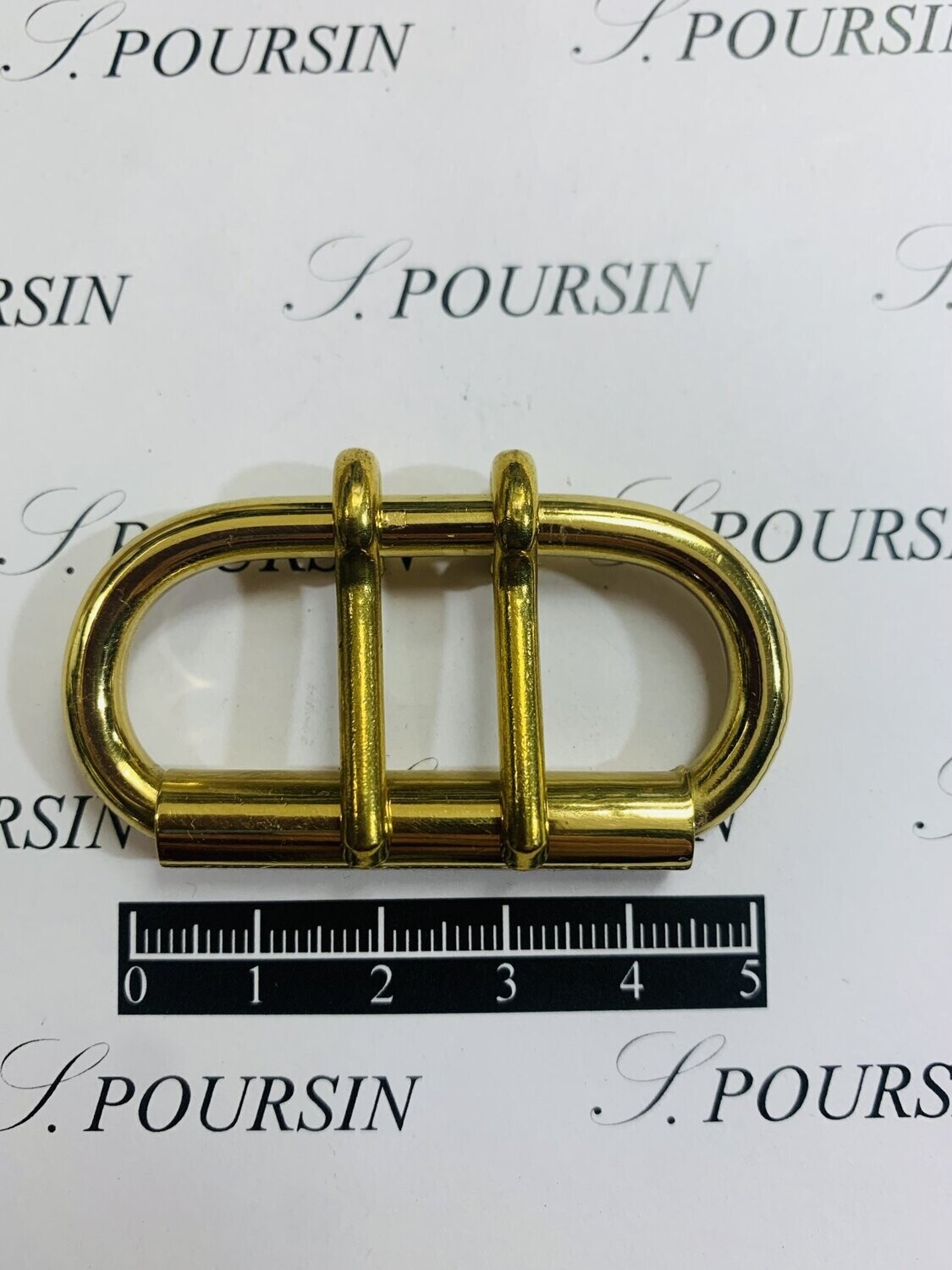 Boucle Passant Ovale 46x20 49 Non Soudé à rouleau 2 Ardillons Laiton Poli - Bonne Affaire ! - lot de 5 pièces