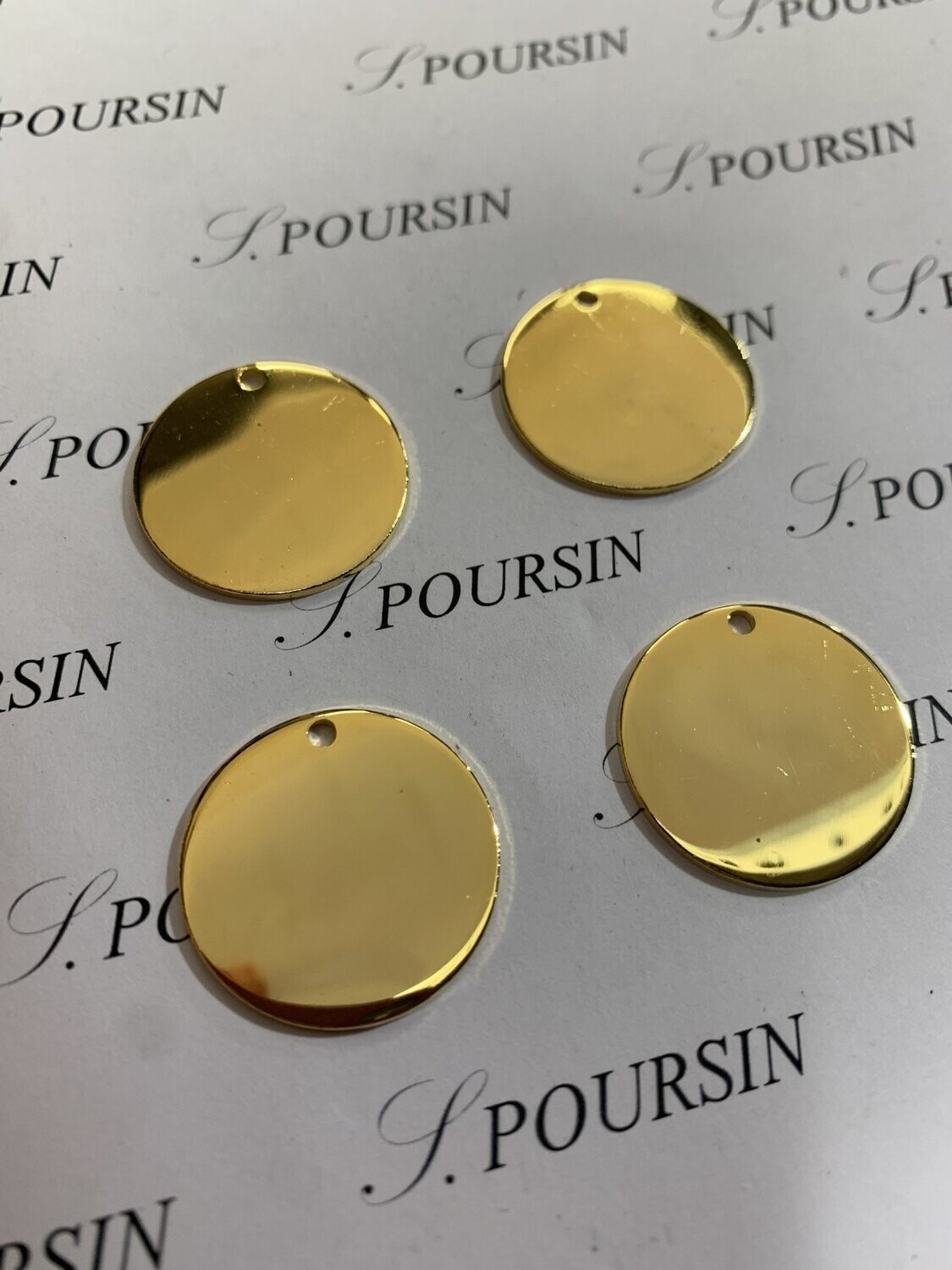 Médaille 26 mm Laiton Poli Doré - lot de  4 pièces