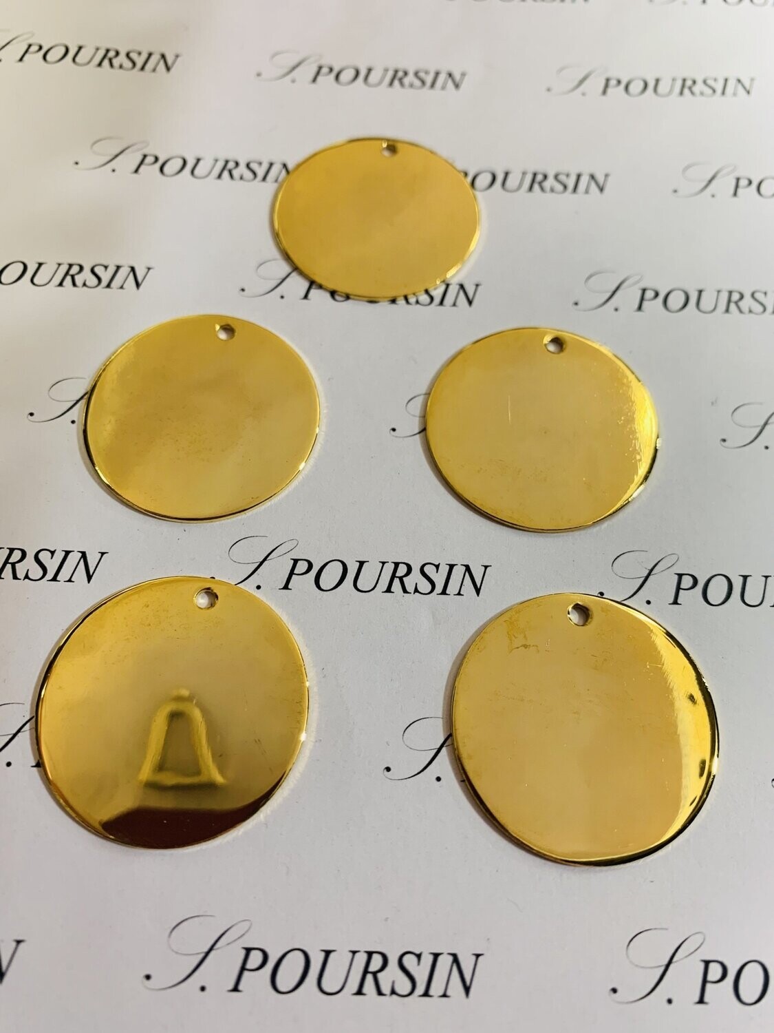 Médaille 32 mm Laiton Poli Doré - Bonne Affaire! - lot de 5  pièces