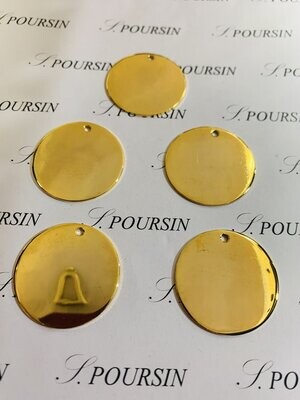 Ornement Médaille 32 mm Laiton Poli Doré - Bonne Affaire! - lot de 5 pièces