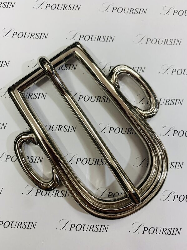 Boucle Mancelle Baguette 41mm Laiton Poli Bille Nickel- 1 pièce