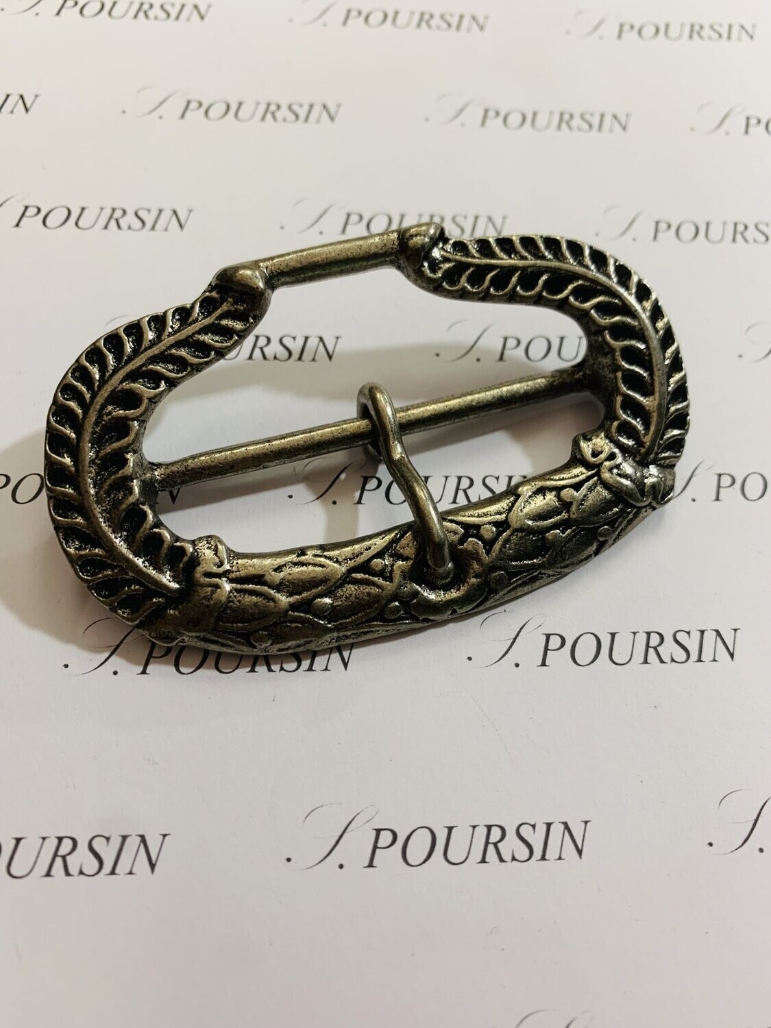 Boucle Double 380/55 Laiton Vieil Argent Clair Verni - Vintage- 1 pièce