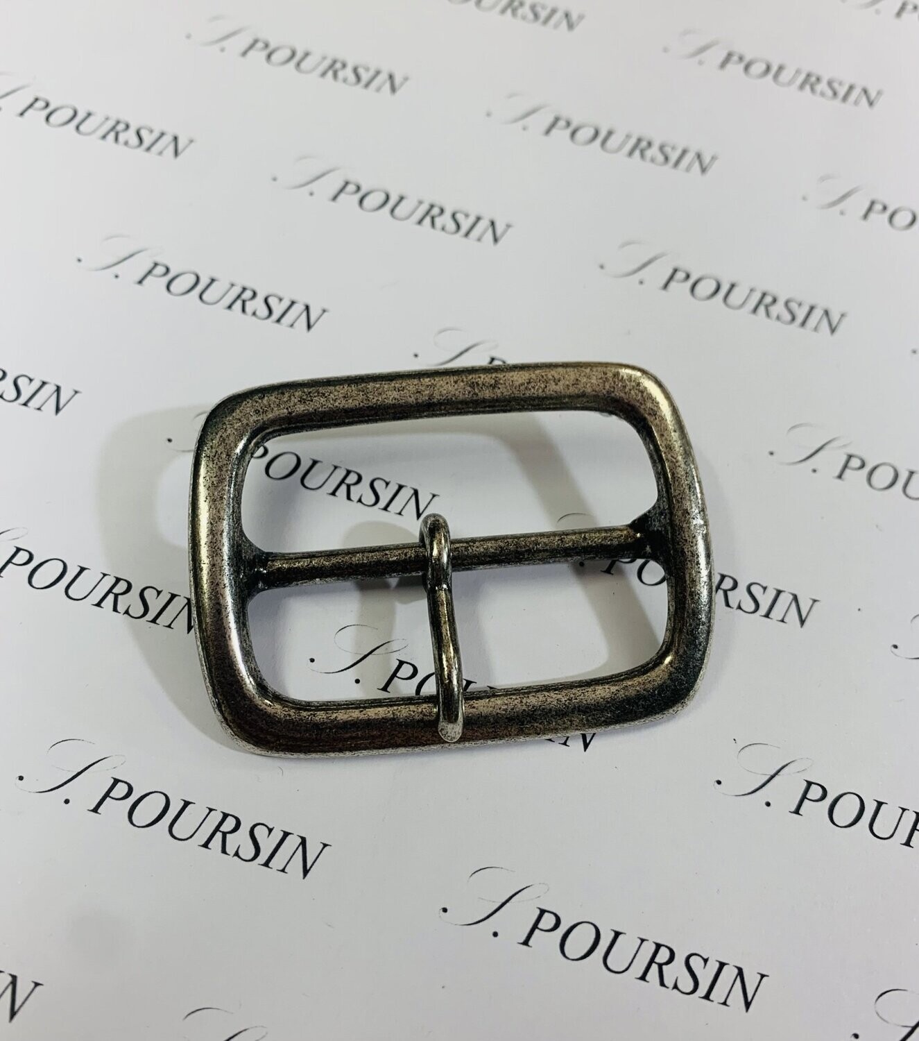 Boucle Méplat 45mm Laiton Vieil Argent Verni - 1 pièce