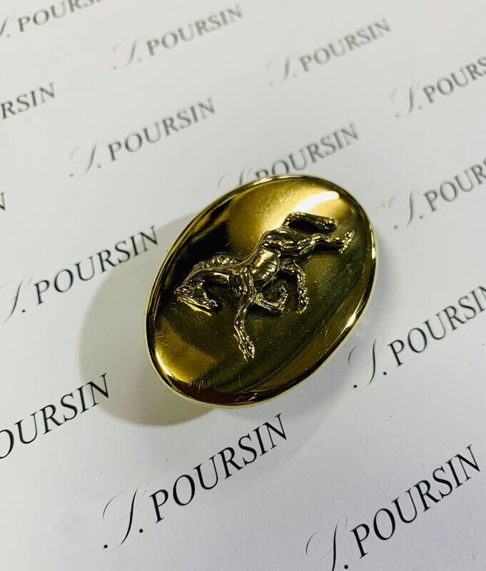 Boucle Fleuron "Cheval " 45x33/25mm à Pont & Tenon Laiton Poli Main Verni
