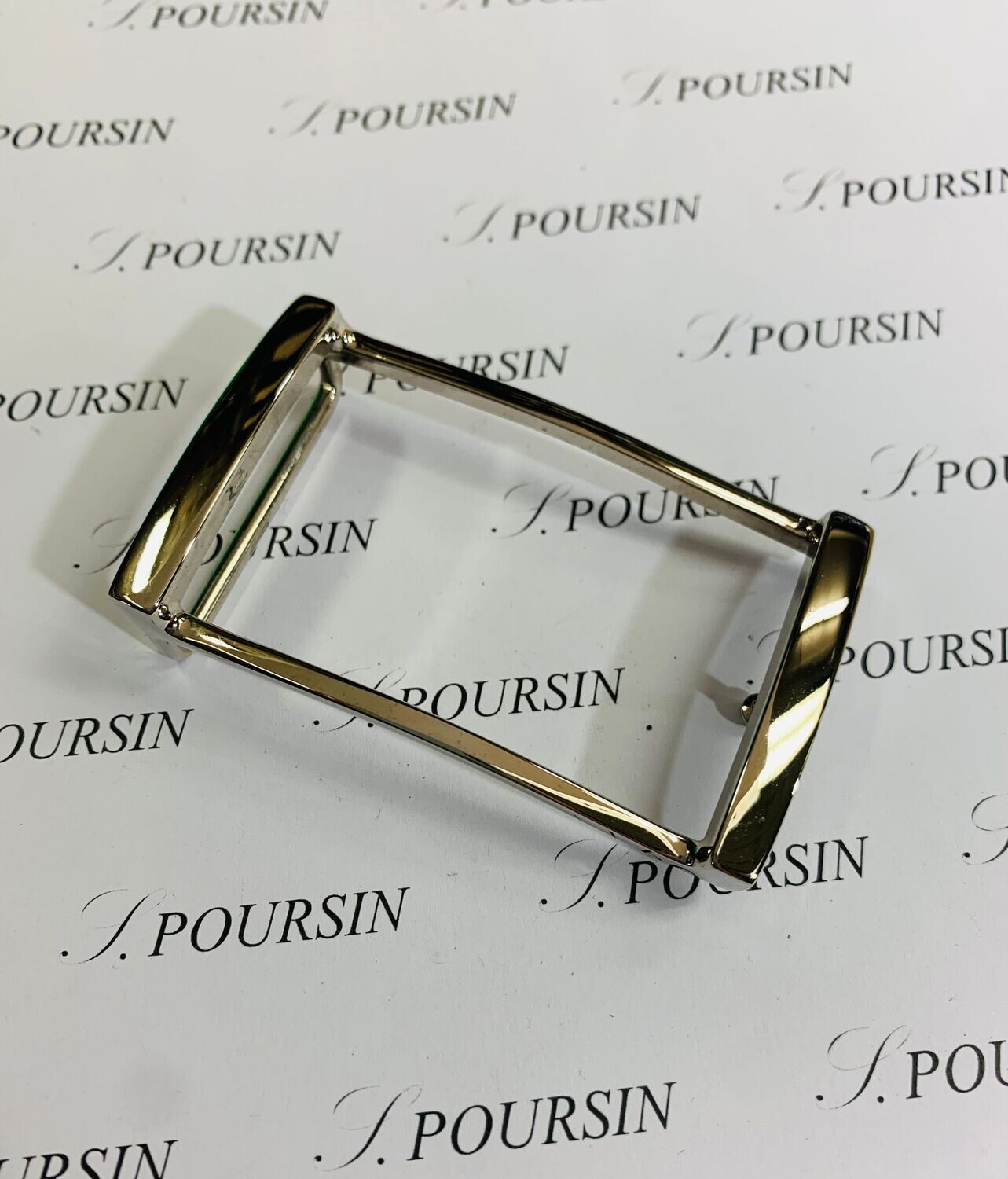 Boucle double 248/35 Fine à Pont & Tenon Laiton Poli Main Nickel - 1 pièce