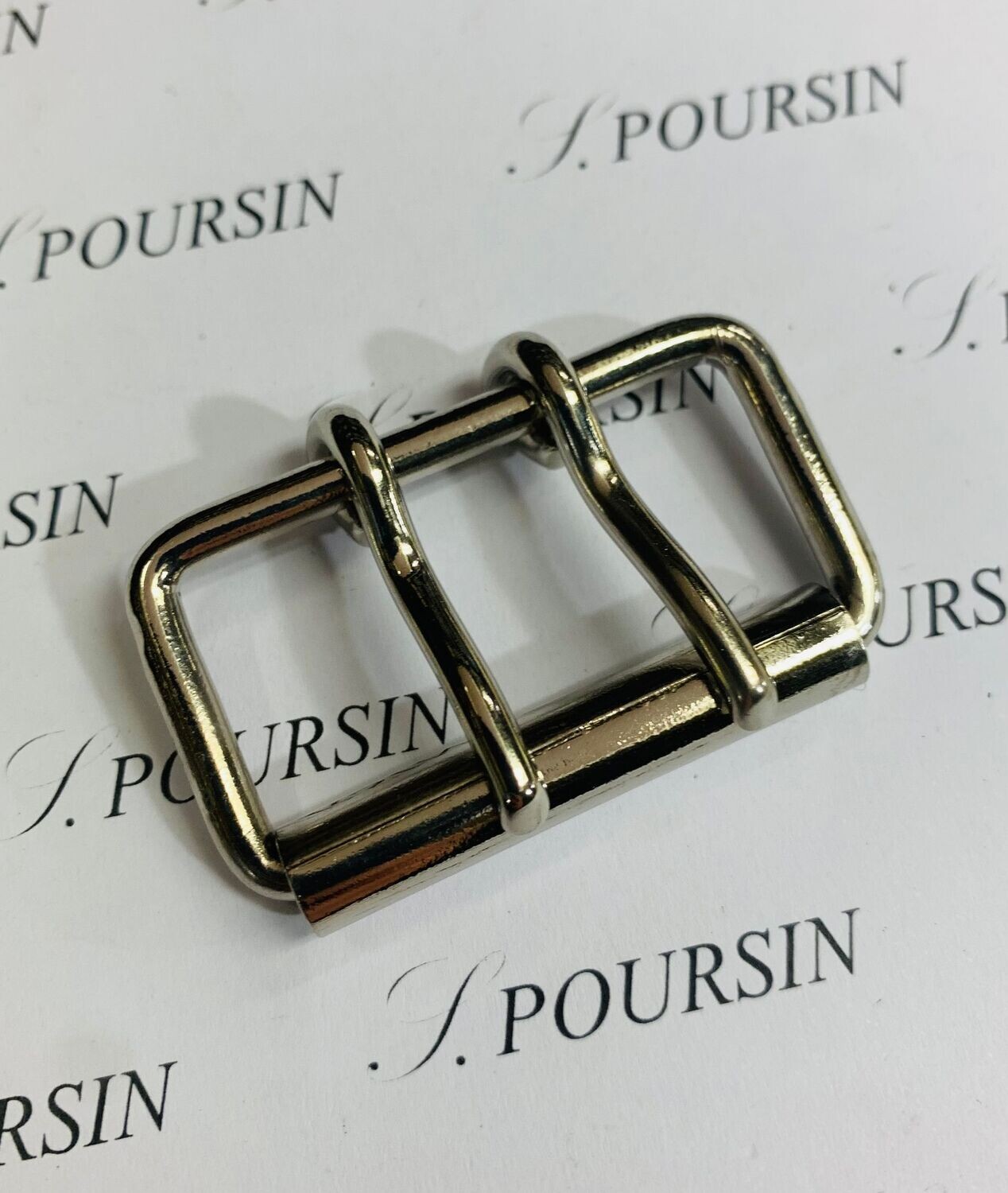 Boucle à Rouleau 40x20x3,9 Non Soudée 2 Ardillons Laiton Poli Bille Nickel - lot de 4 pièces