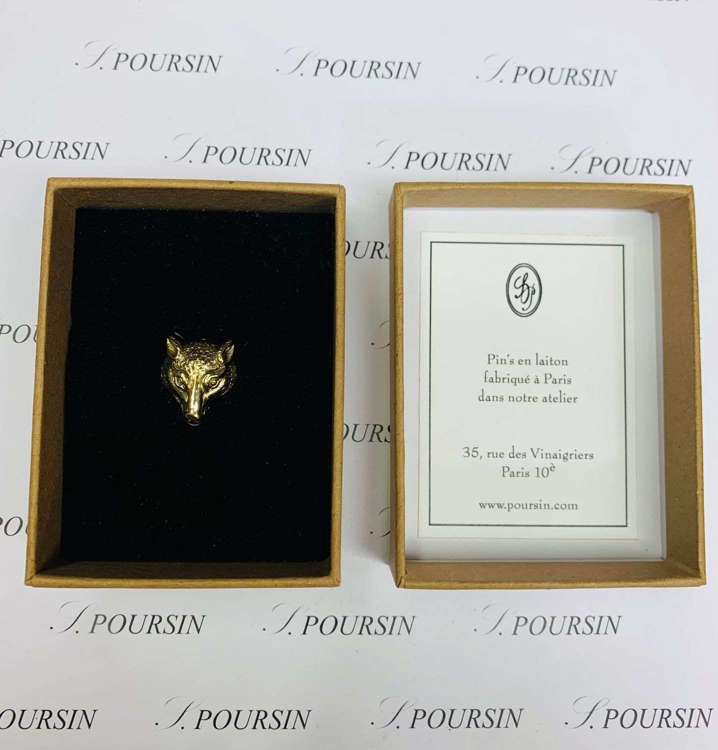 Broche Pin's "Renard" - Laiton Poli Main Verni