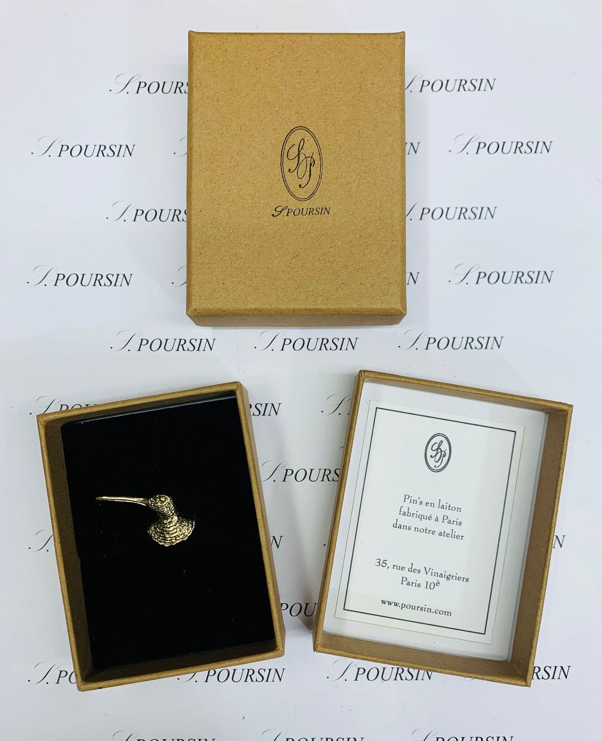 Broche Pin's "Bécasse" - Laiton Poli Main Verni