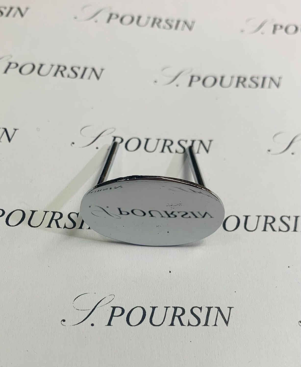 Ornement Fleuron Ovale 30 à Tiges Laiton Poli Main Nickel - lot de 1 pièce