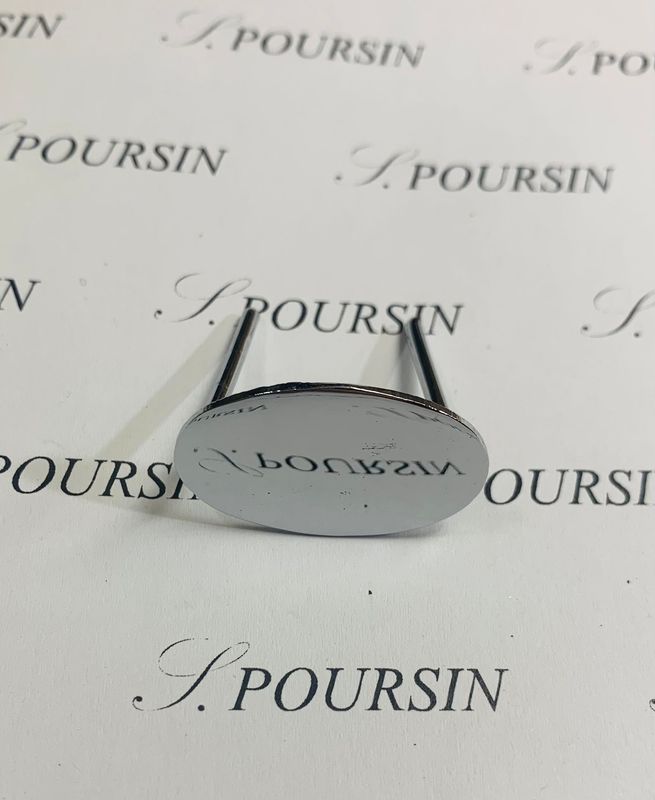 Ornement Fleuron Ovale 30 à Tiges Laiton Poli Main Nickel - lot de 1 pièce