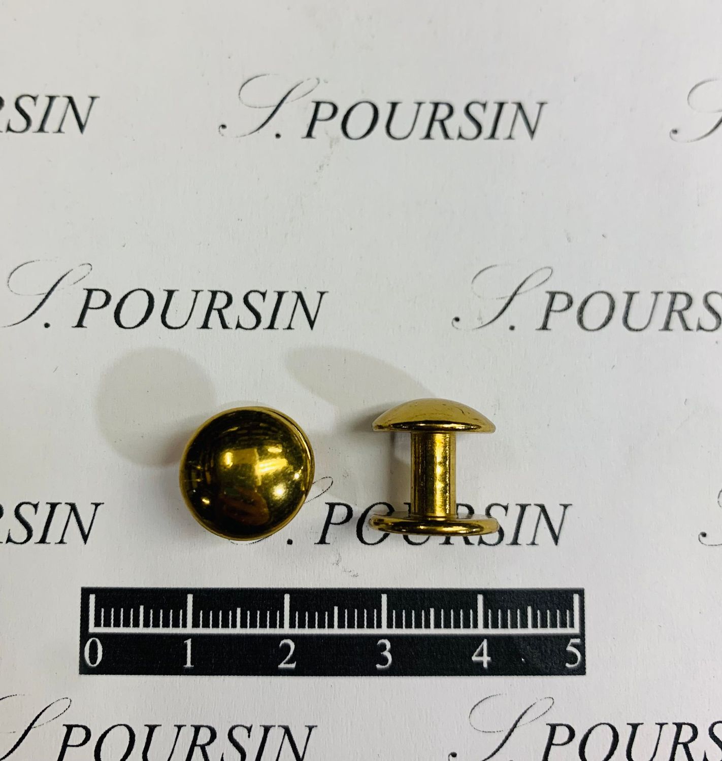 Bouton Double 13x13  Laiton Poli Verni - lot de 10 pièces
