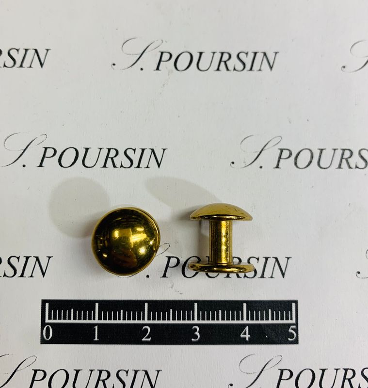 Bouton Double 13x13  Laiton Poli Verni - lot de 10 pièces