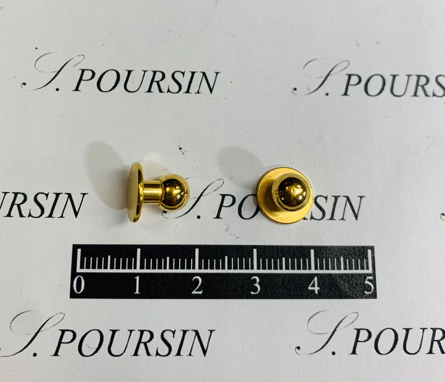 Bouton Double 10,5X10 Laiton Poli Bille Doré Verni - lot de 10 pièces