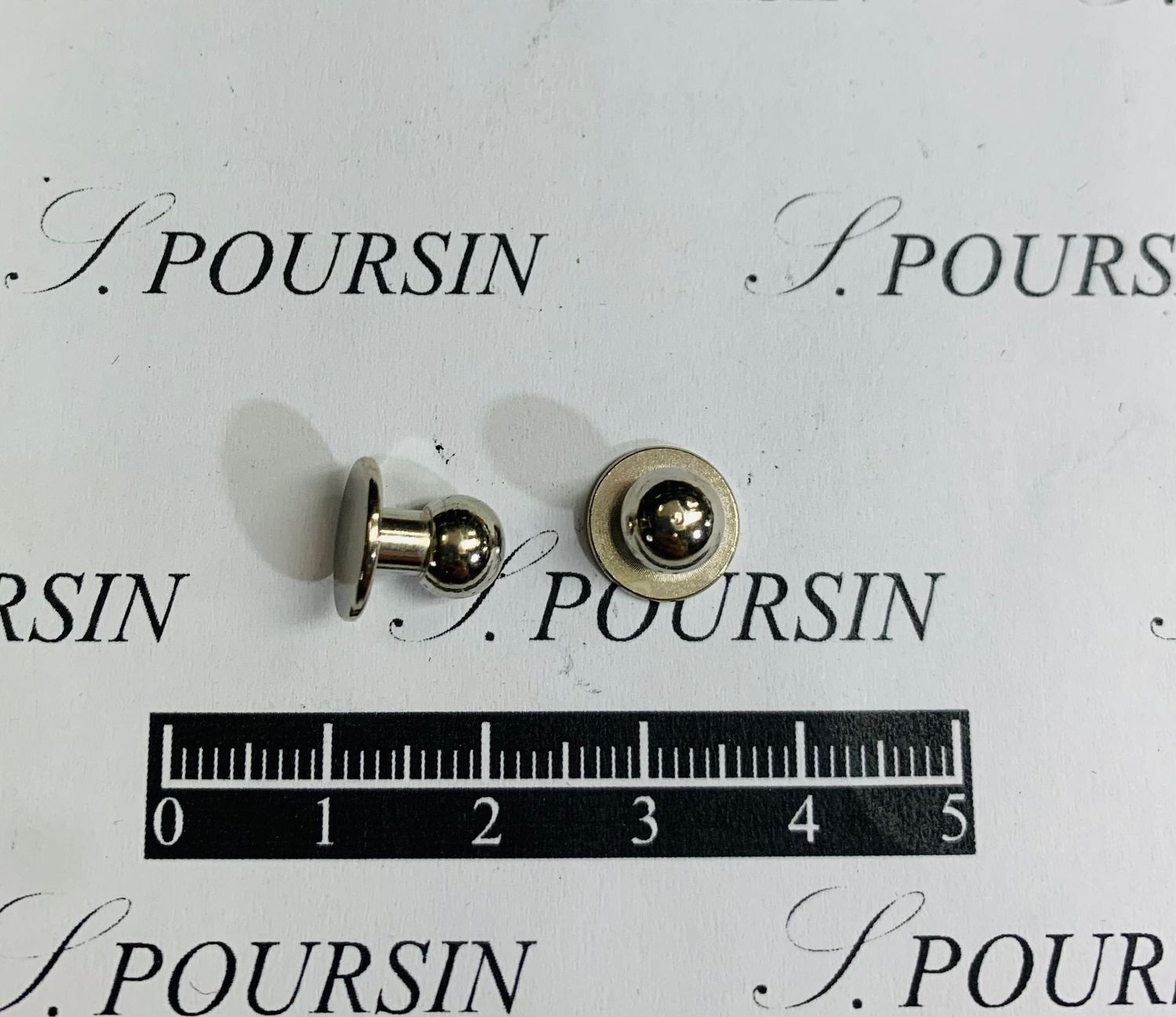 Bouton Double 10,5X10 Laiton Poli Bille Nickel - lot de 10 pièces