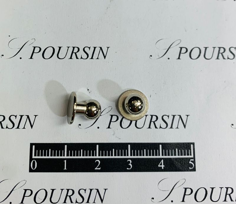 Bouton Double 10,5X10 Laiton Poli Bille Nickel - lot de 10 pièces