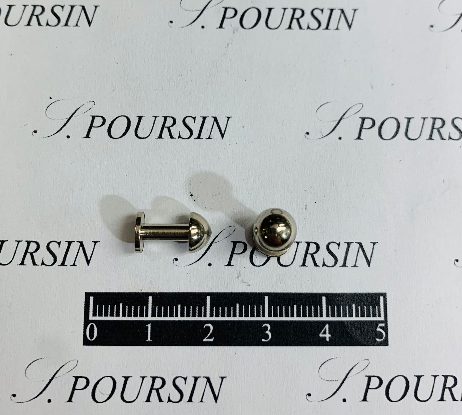 Bouton Double 7x12,9 Laiton Poli Bille Nickel - lot de 10 pièces