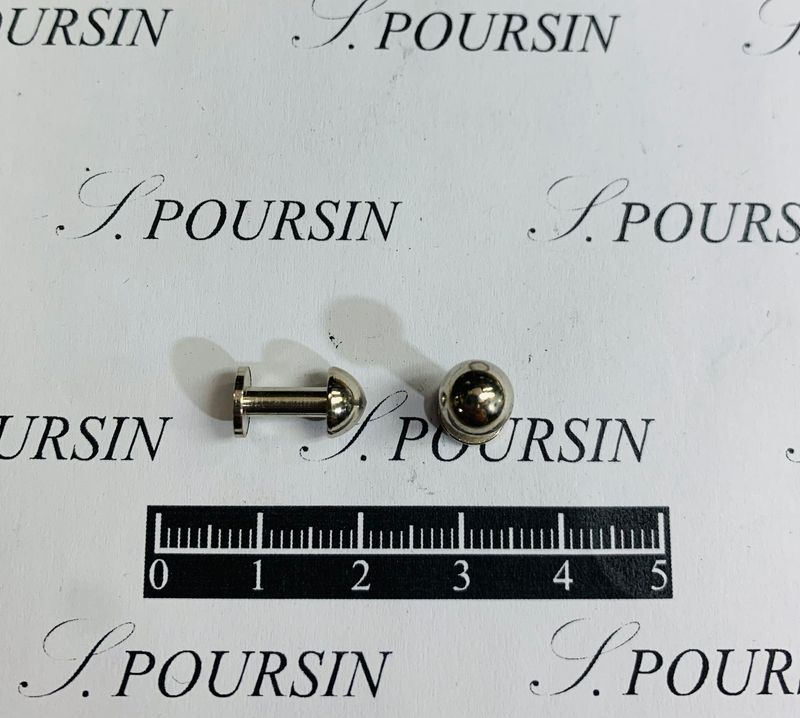 Bouton Double 7x12,9 Laiton Poli Bille Nickel - lot de 10 pièces