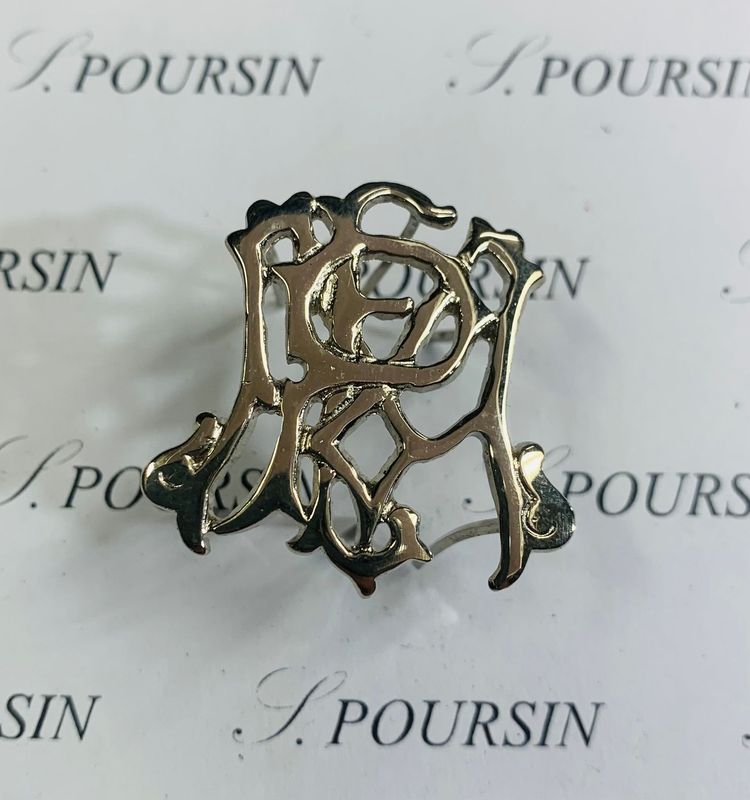 Initiales Entrelacées "FMP" Laiton Poli Main Nickel - 1 pièce