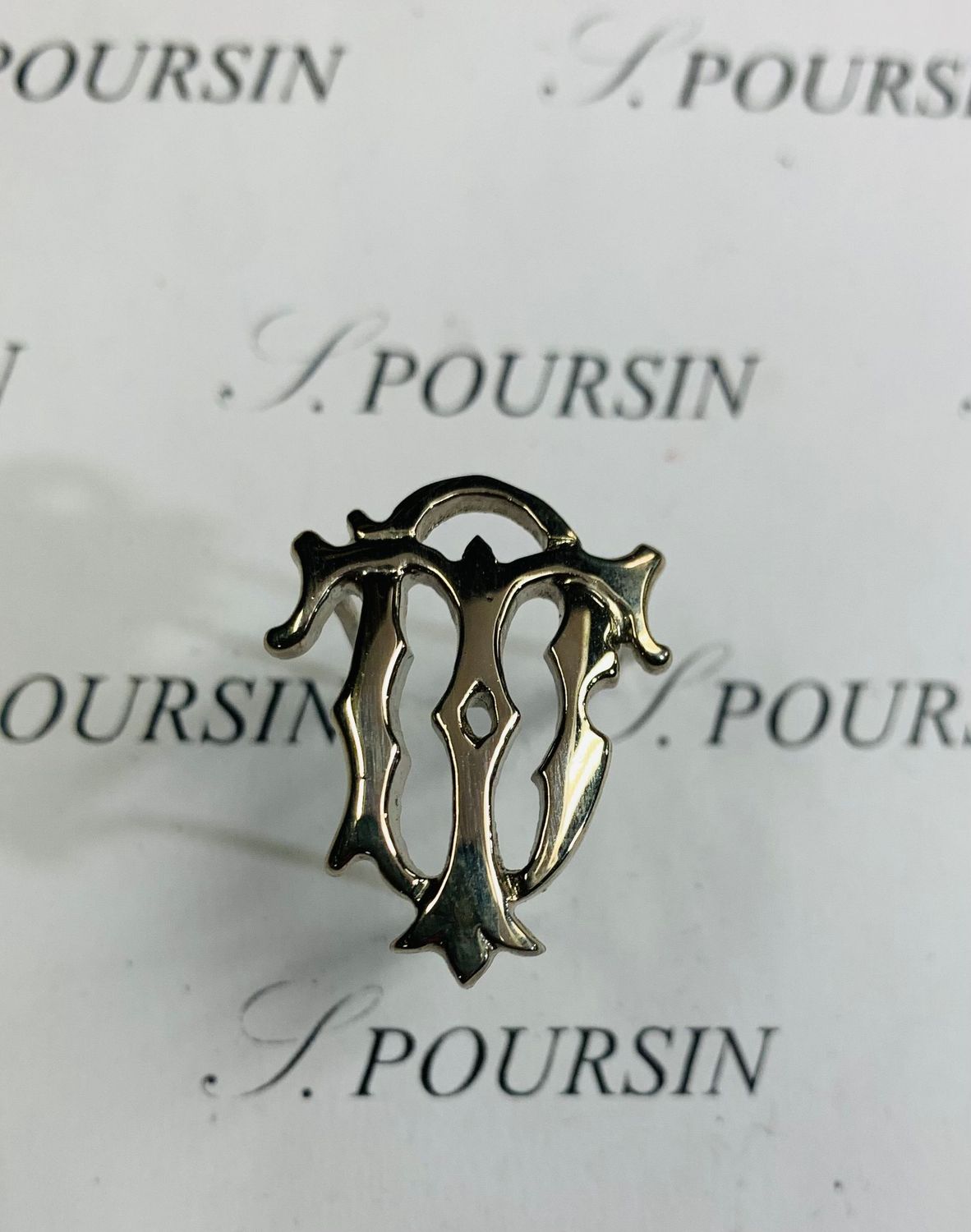 Initiales Entrelacées "DT" Laiton Poli Main Nickel - 1 pièce