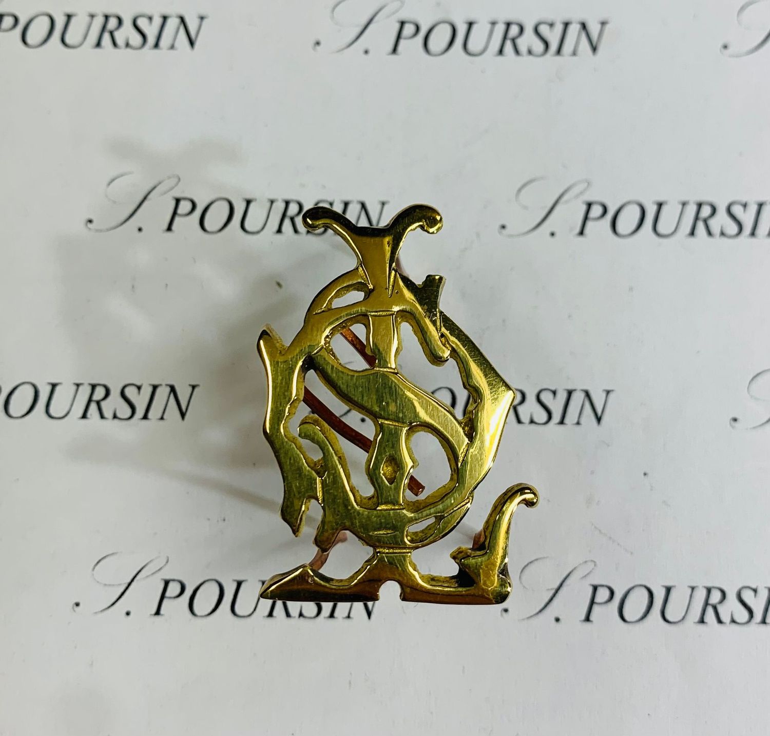 Initiales Entrelacées "DLS" Laiton Poli Main - 1 pièce