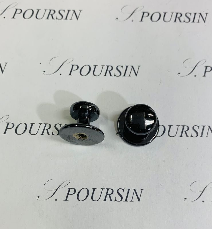 Bouton BTV 10,5x12x15 à Vis non fendue 15x6 Laiton Poli Nickel Noir Verni - lot de 10 pièces