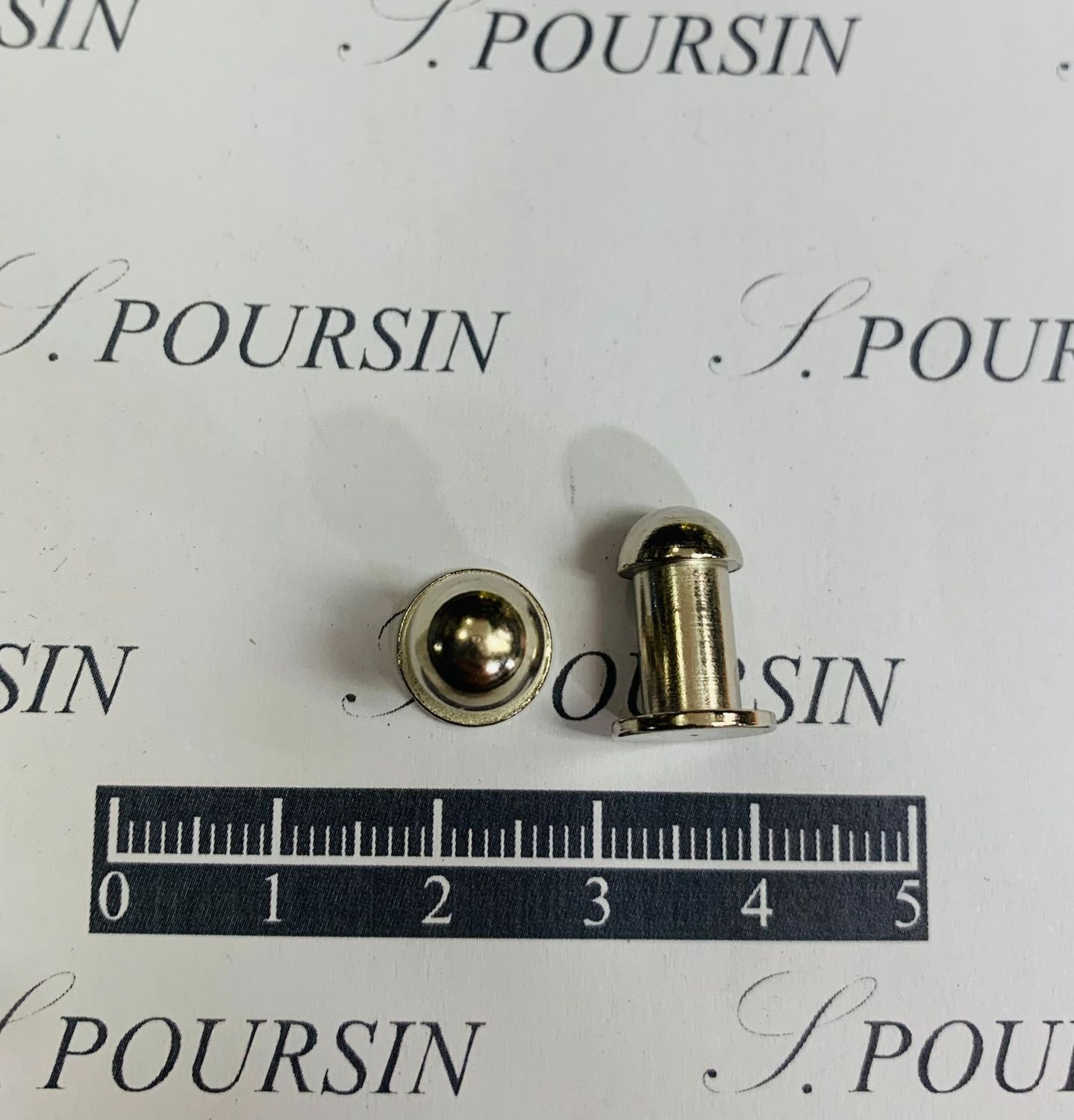 Bouton Double 10x6x14  Laiton Poli Bille Nickel - lot de 10 pièces