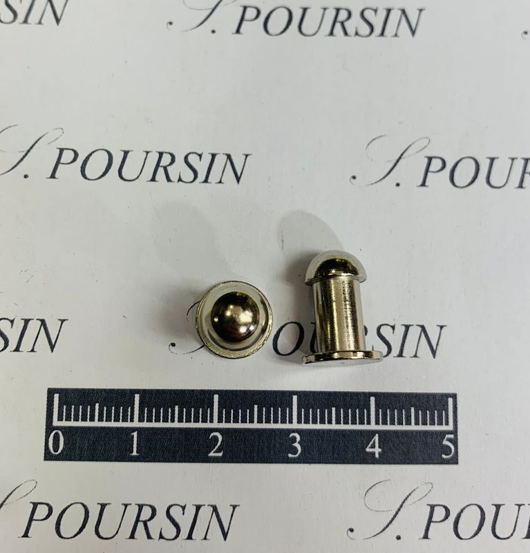 Bouton Double 10x6x14  Laiton Poli Bille Nickel - lot de 10 pièces