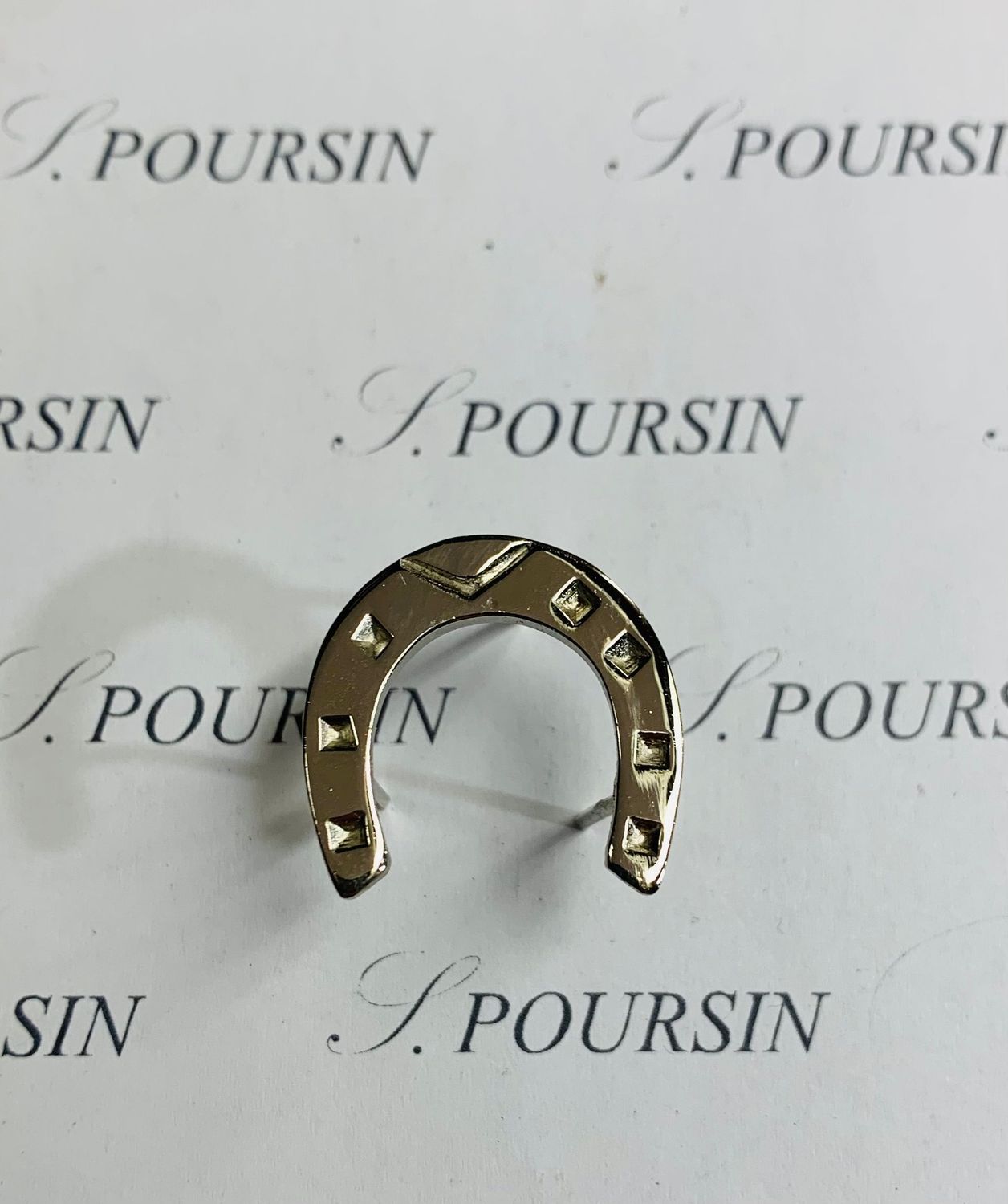 Ornement «Fer à Cheval »PM à Tiges fines Laiton Poli Nickel - Bonne Affaire! - lot de 4 pièces