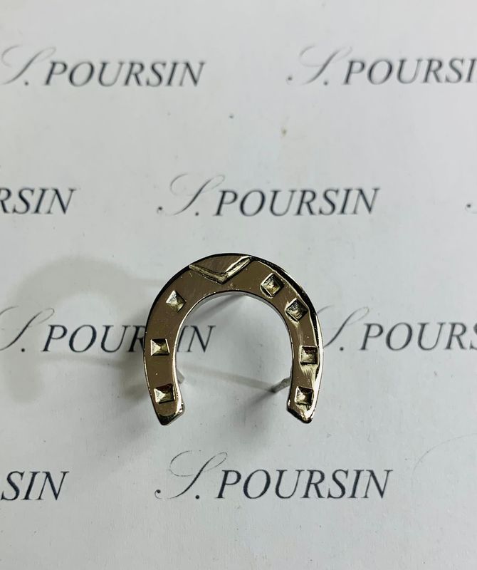 Ornement «Fer à Cheval »PM à Tiges fines Laiton Poli Nickel - Bonne Affaire! - lot de 4 pièces