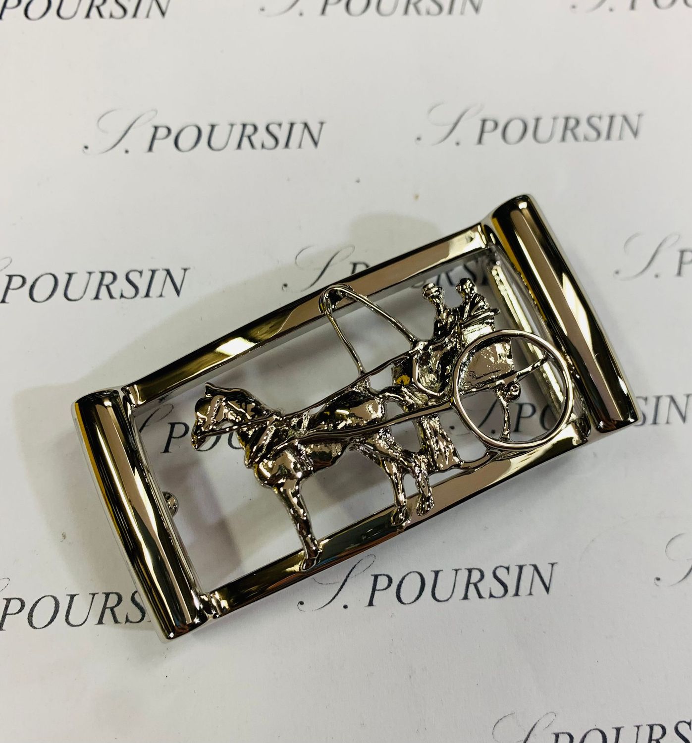 Boucle Double 248/25 "Calèche" à Pont & Tenon Laiton Poli Main Nickel  - 1 pièce