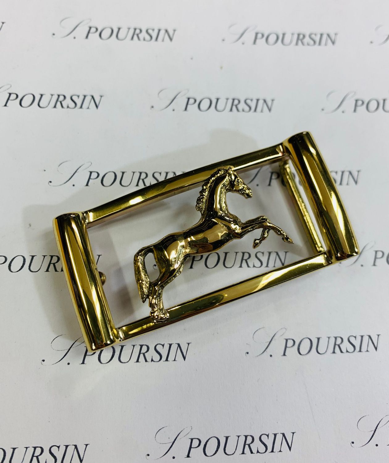 Boucle Double 248/25 "Cheval Cabrant" à Pont & Tenon Laiton Poli Main Verni  - 1 pièce