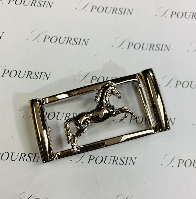 Boucle Double 248/25 "Cheval Cabrant" à Pont & Tenon Laiton Poli Main Nickel  - 1 pièce