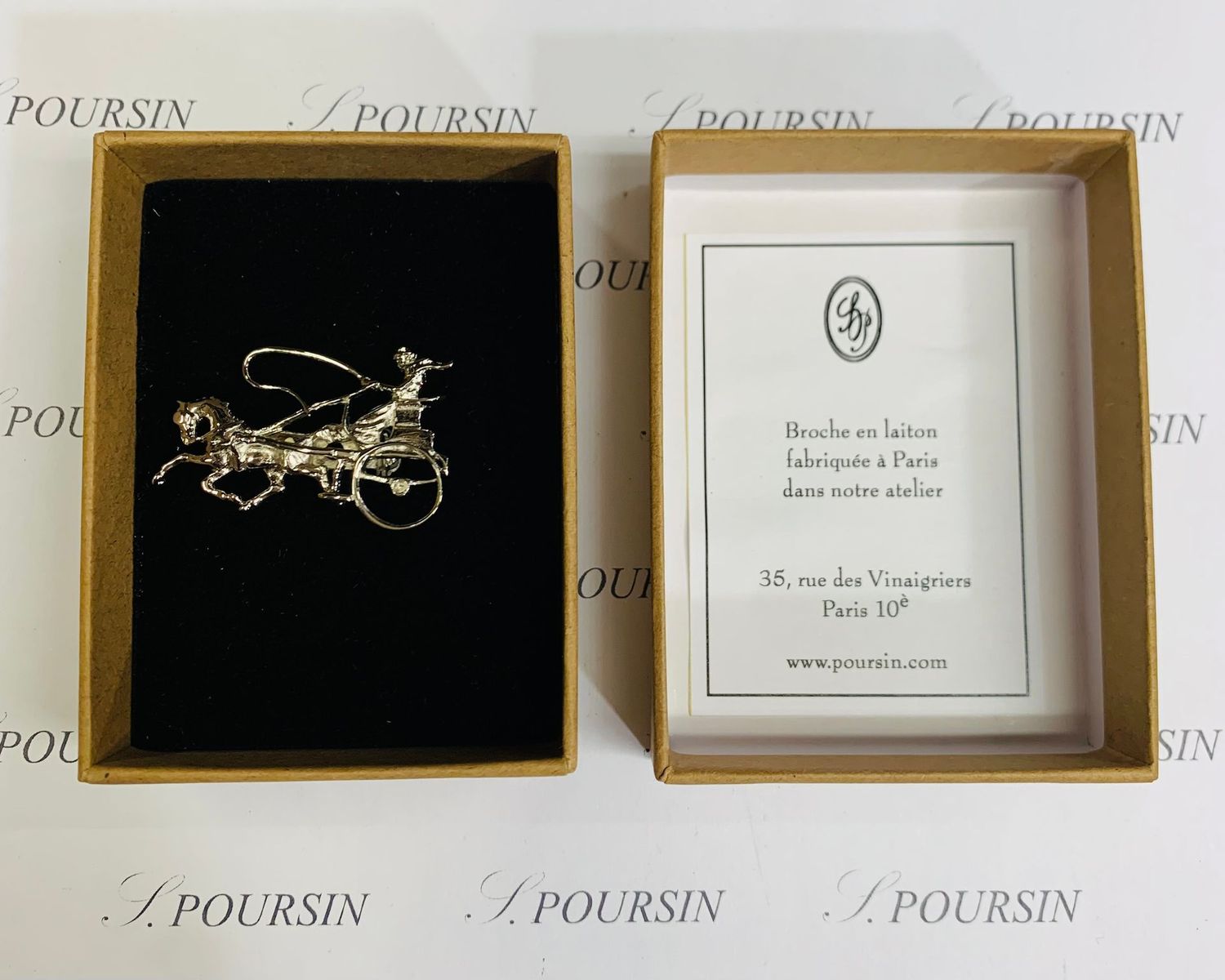 Broche "Calèche" - Laiton Poli Main Nickel Free