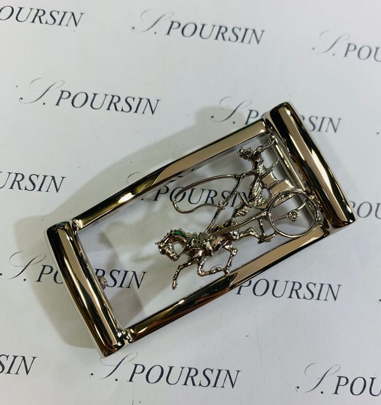 Boucle Double 248/25 "Calèche 1 Meneur" à Pont & Tenon Laiton Poli Main Nickel  - 1 pièce