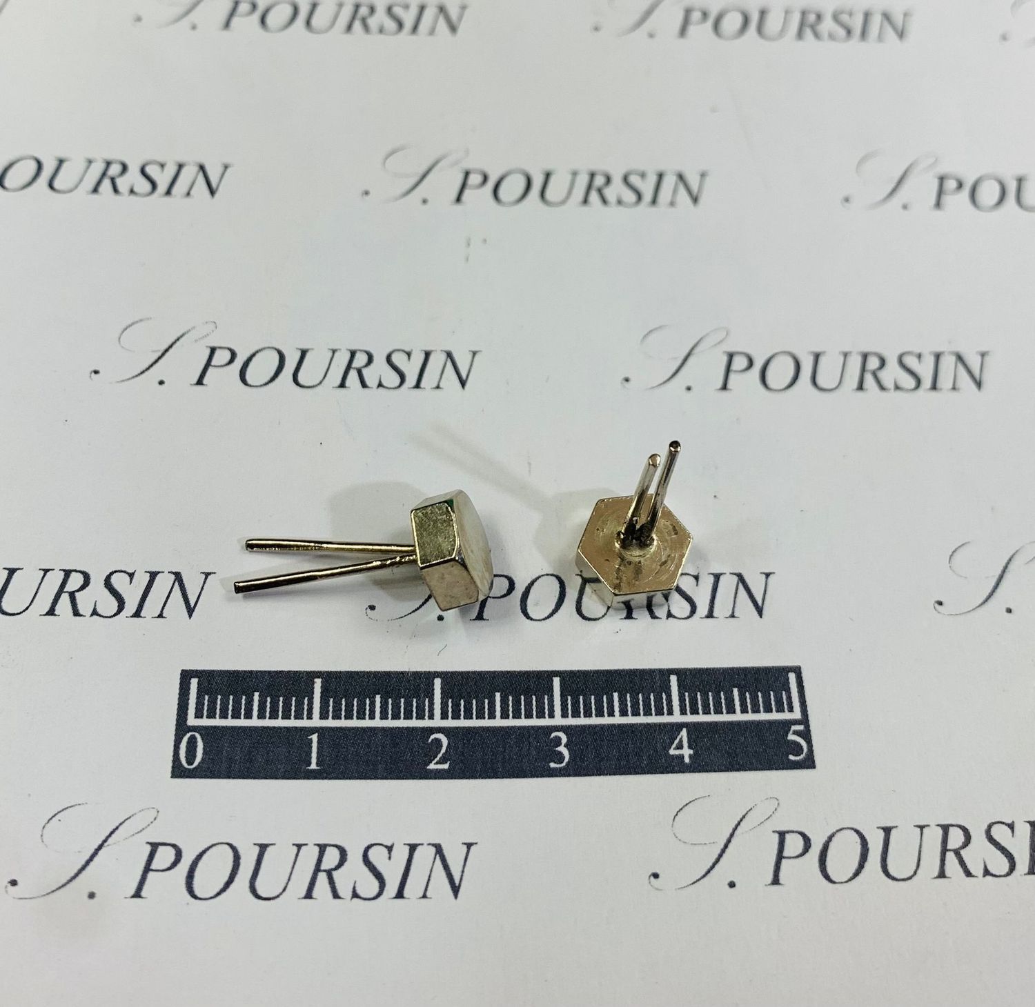 Ornement écrou 6 pans à tiges  Laiton Poli Bille Nickel - lot de 10 pièces