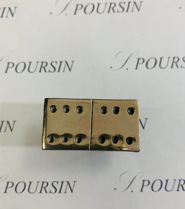 Ornement Domino à tiges Laiton Poli Nickel - 2 pièces